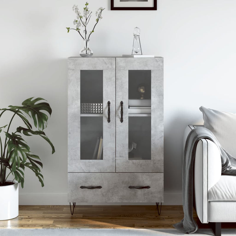 vidaXL betonszürke szerelt fa magasszekrény 69,5 x 31 x 115 cm