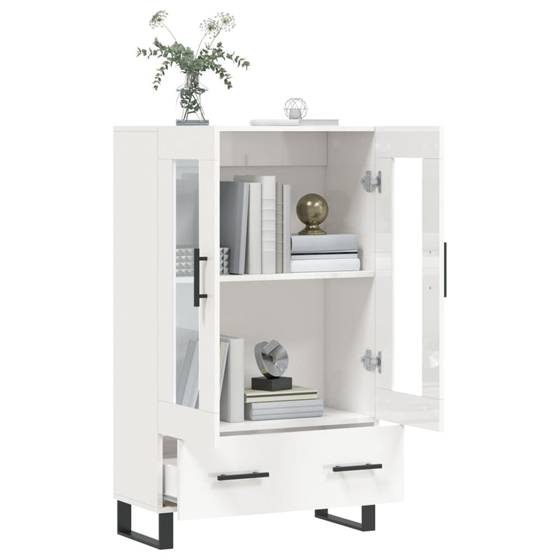 vidaXL magasfényű fehér szerelt fa magasszekrény 69,5 x 31 x 115 cm
