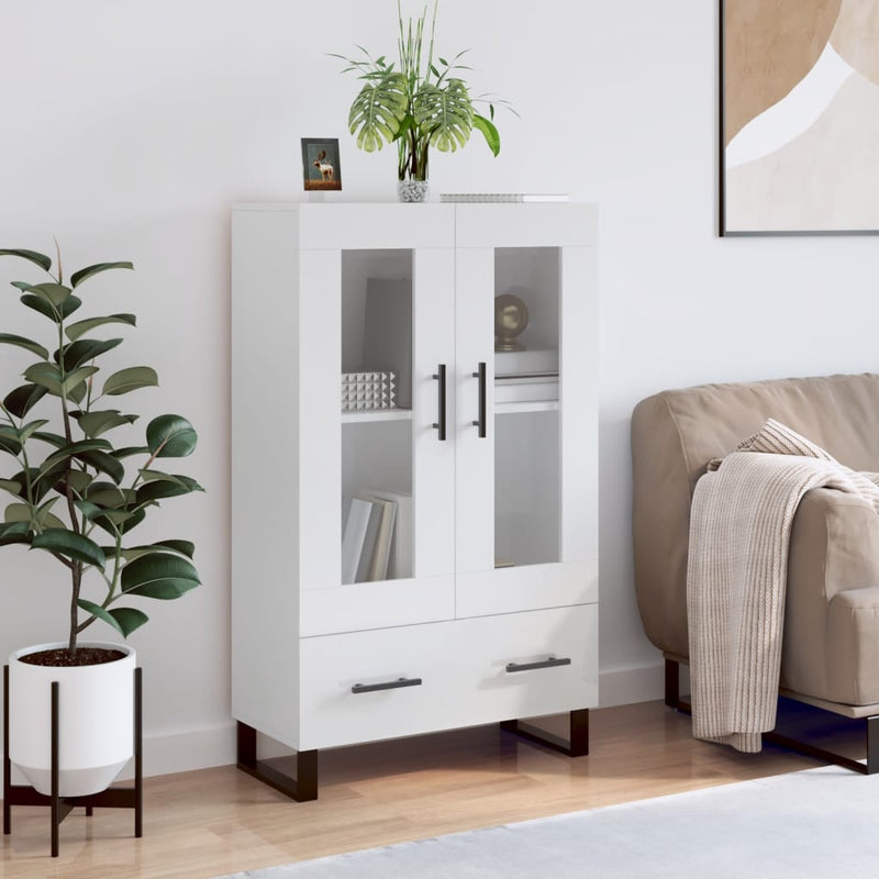 vidaXL magasfényű fehér szerelt fa magasszekrény 69,5 x 31 x 115 cm