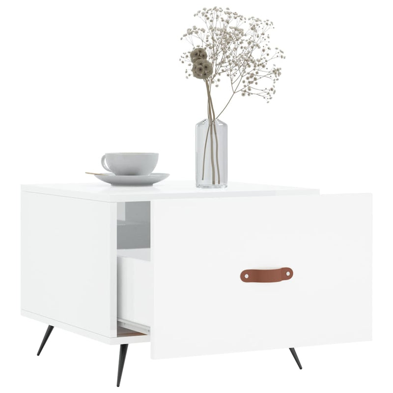 vidaXL magasfényű fehér szerelt fa dohányzóasztal 50 x 50 x 40 cm