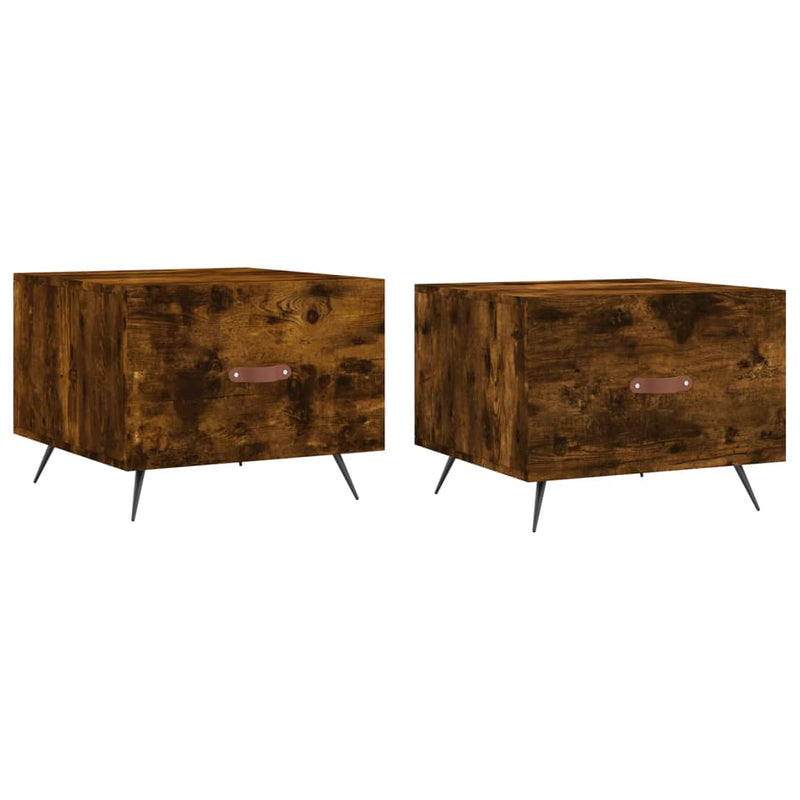 vidaXL 2 db füstös tölgy szerelt fa dohányzóasztal 50 x 50 x 40 cm