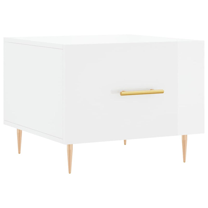 vidaXL magasfényű fehér szerelt fa dohányzóasztal 50 x 50 x 40 cm