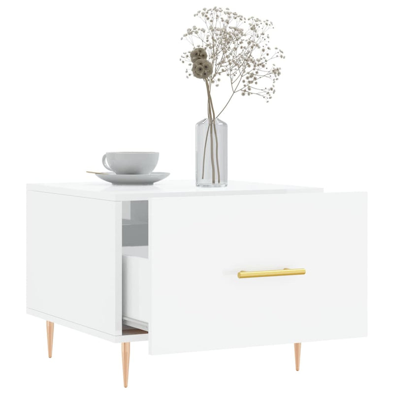 vidaXL magasfényű fehér szerelt fa dohányzóasztal 50 x 50 x 40 cm