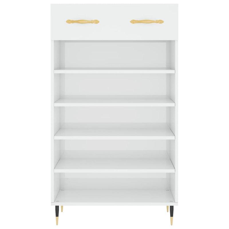 vidaXL magasfényű fehér szerelt fa cipőszekrény 60 x 35 x 105 cm