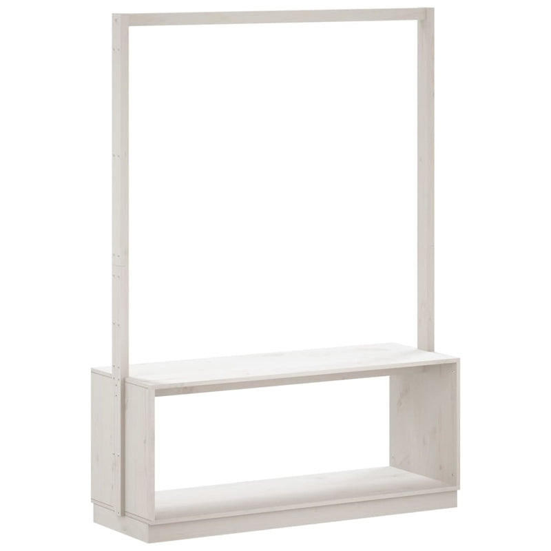 vidaXL fehér tömör fenyőfa ruhatartó cipőtárolóval 113x40x157,5 cm