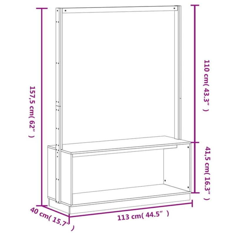 vidaXL fehér tömör fenyőfa ruhatartó cipőtárolóval 113x40x157,5 cm