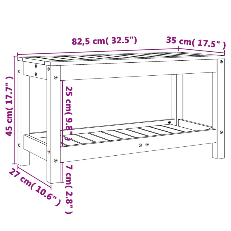 vidaXL fehér tömör fenyőfa kerti pad 82,5 x 35 x 45 cm