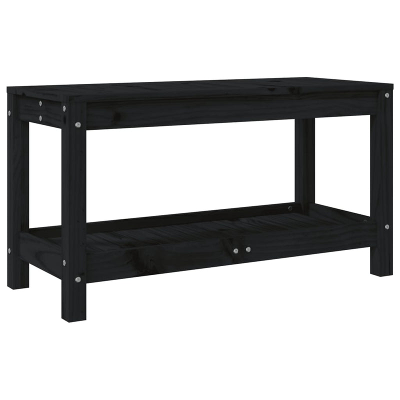 vidaXL fekete tömör fenyőfa kerti pad 82,5 x 35 x 45 cm