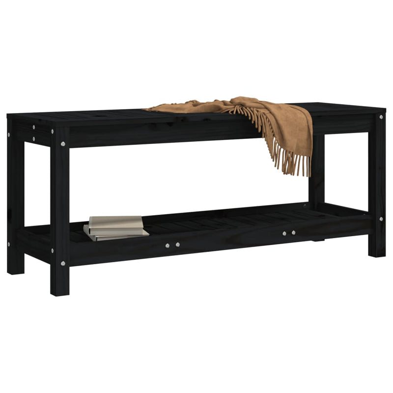 vidaXL fekete tömör fenyőfa kerti pad 108x35x45 cm