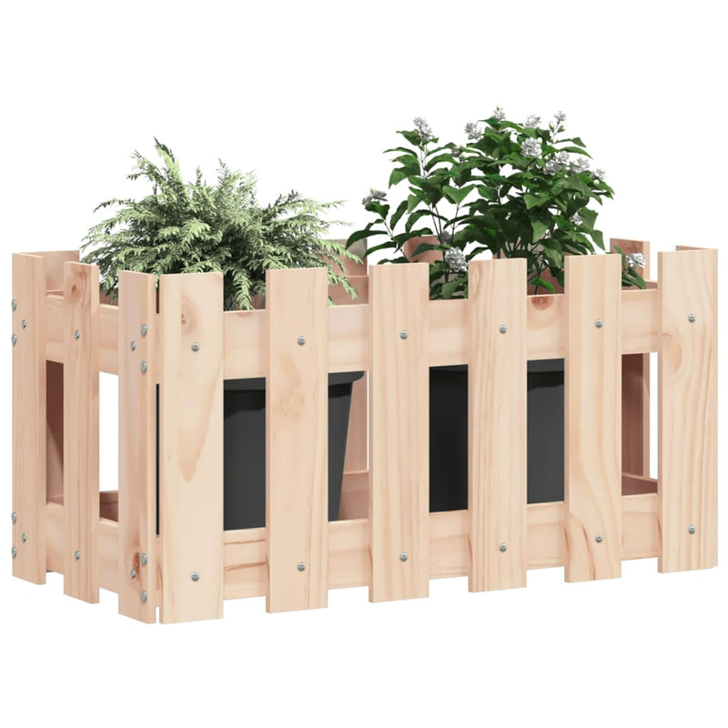 vidaXL fehér tömör fenyő növénytartó léces kialakítással 60x30x30 cm