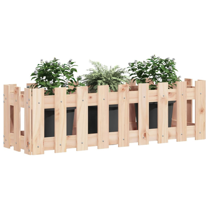 vidaXL tömör fenyőfa kerti magaságyás kerítéssel 100 x 30 x 30 cm