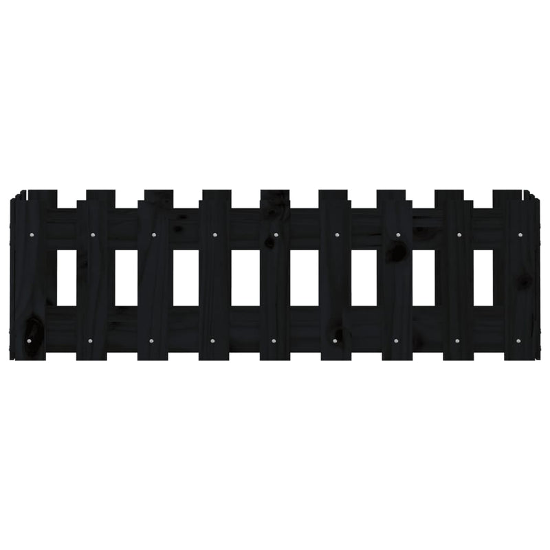vidaXL fekete tömör fenyőfa kerti magaságyás kerítéssel 100x30x30 cm