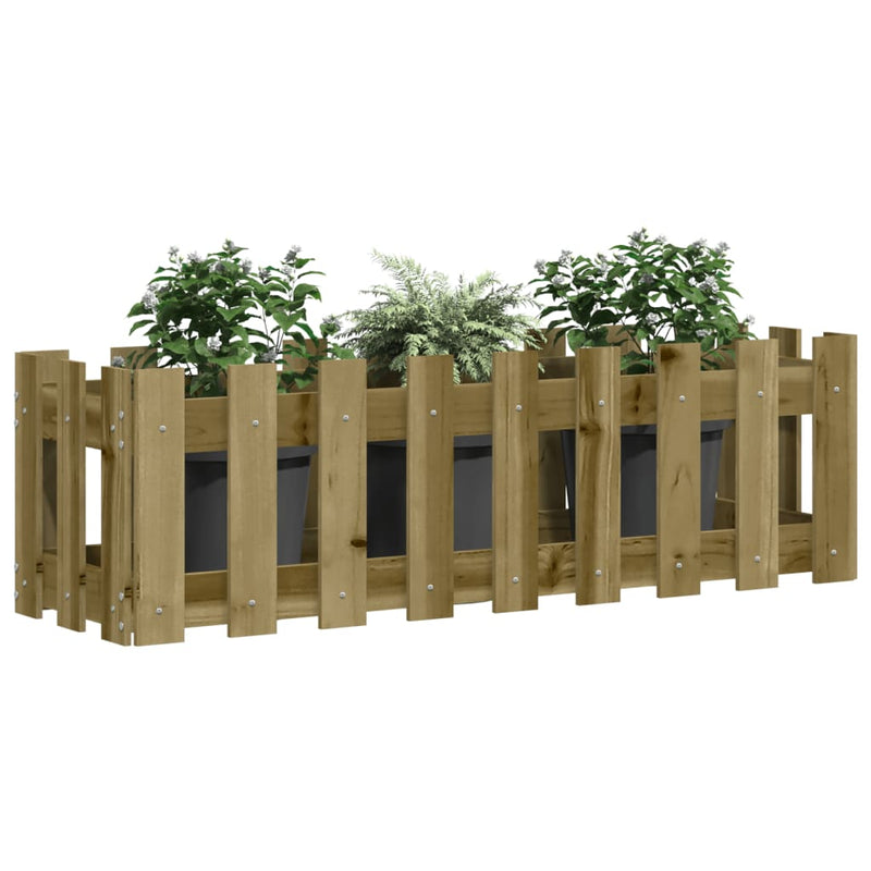 vidaXL impregnált fenyőfa kerti magaságyás kerítéssel 100 x 30 x 30 cm