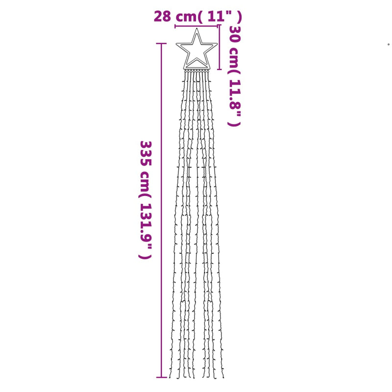 vidaXL színes 320 LED-es karácsonyfafüzér 375 cm