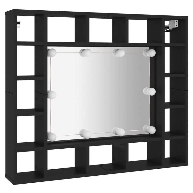 vidaXL fekete LED-es tükrös szekrény 91x15x76,5 cm