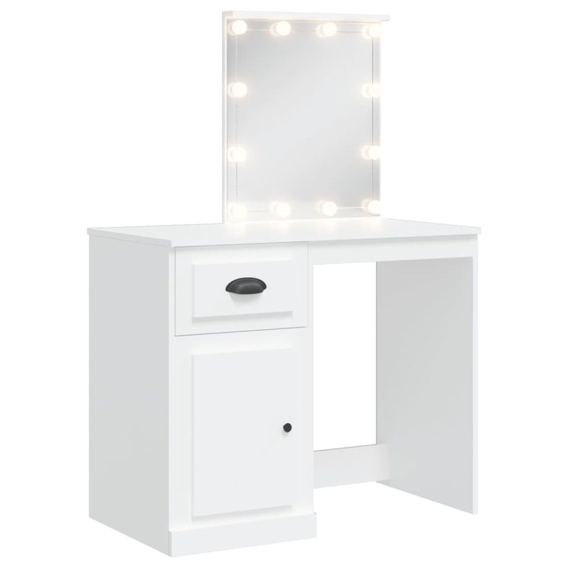 vidaXL fehér fésülködőasztal LED-lámpákkal 90x42x132,5 cm