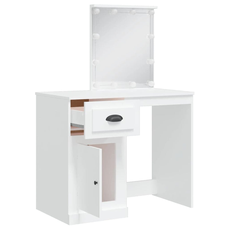 vidaXL fehér fésülködőasztal LED-lámpákkal 90x42x132,5 cm