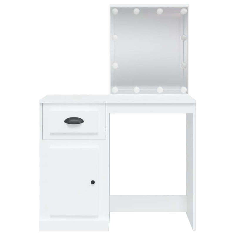 vidaXL fehér fésülködőasztal LED-lámpákkal 90x42x132,5 cm