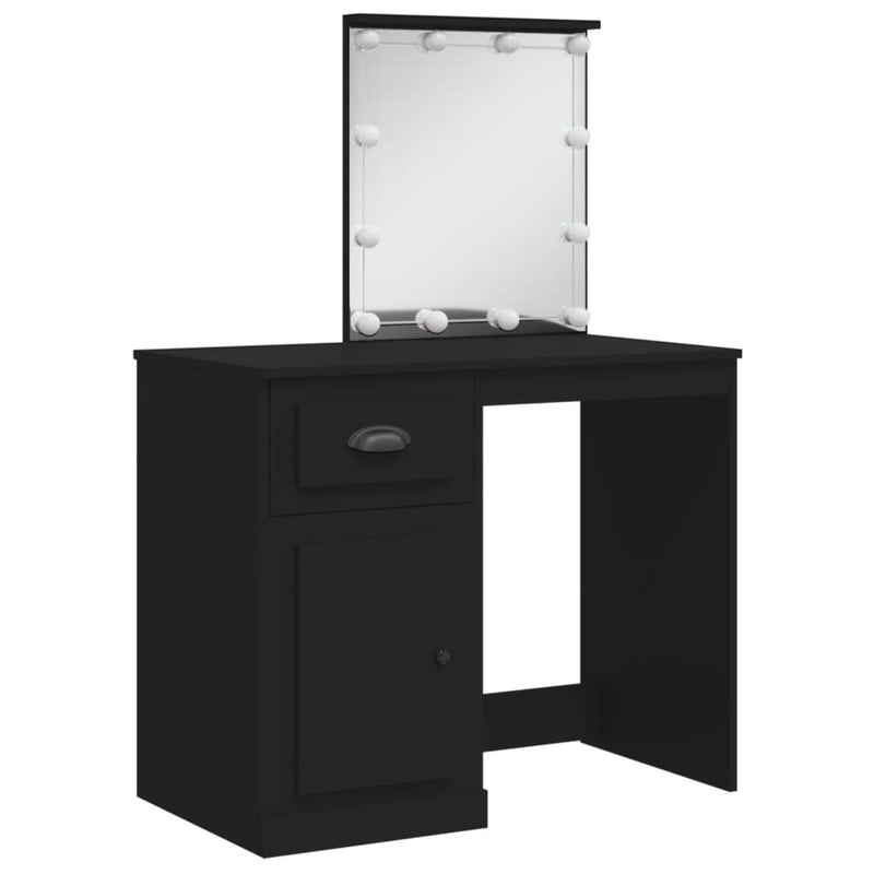 vidaXL fekete fésülködőasztal LED-lámpákkal 130 x 50 x 132,5 cm