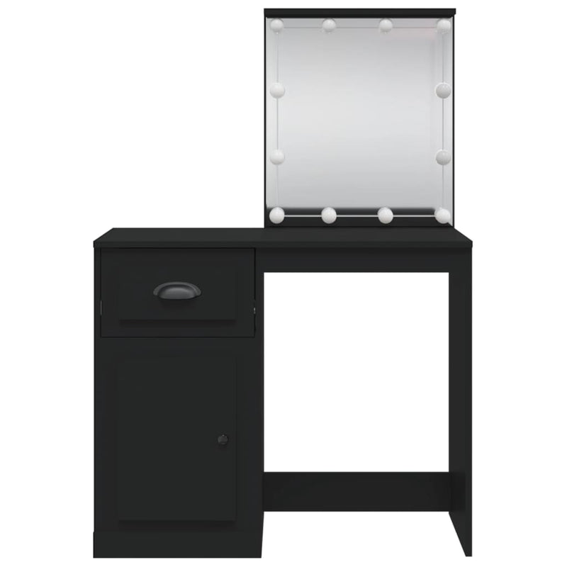 vidaXL fekete fésülködőasztal LED-lámpákkal 130 x 50 x 132,5 cm