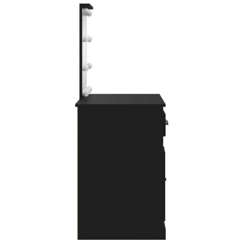 vidaXL fekete fésülködőasztal LED-lámpákkal 130 x 50 x 132,5 cm