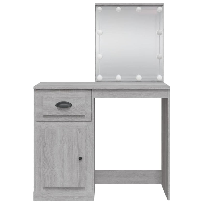 vidaXL szürke sonoma fésülködőasztal LED-lámpákkal 90x42x132,5 cm
