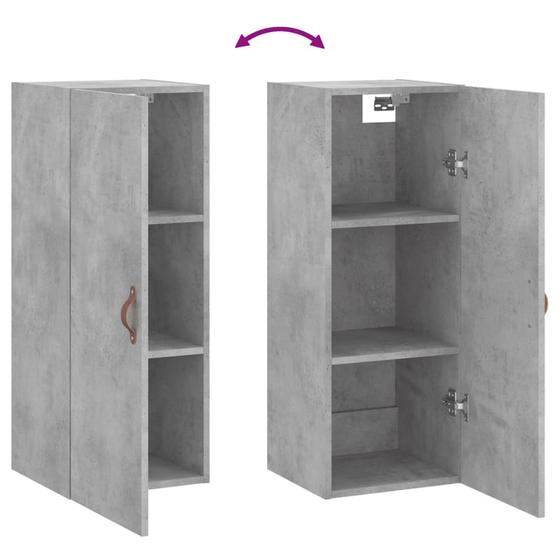 vidaXL betonszürke fali szekrény 34,5 x 34 x 90 cm