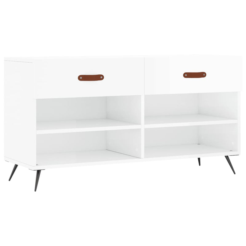 vidaXL magasfényű fehér szerelt fa cipőpolc 102x35x55 cm