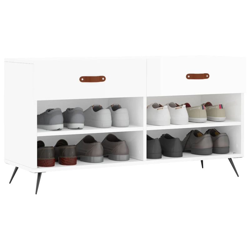 vidaXL magasfényű fehér szerelt fa cipőpolc 102x35x55 cm