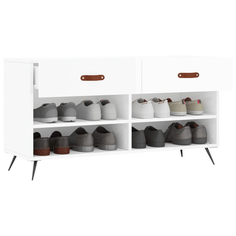 vidaXL magasfényű fehér szerelt fa cipőpolc 102x35x55 cm