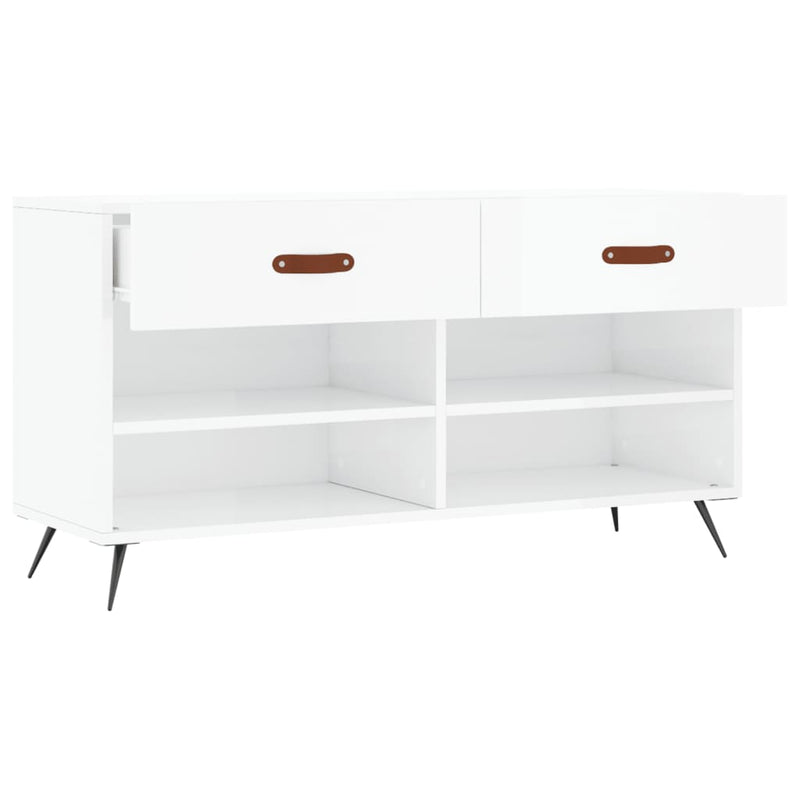 vidaXL magasfényű fehér szerelt fa cipőpolc 102x35x55 cm