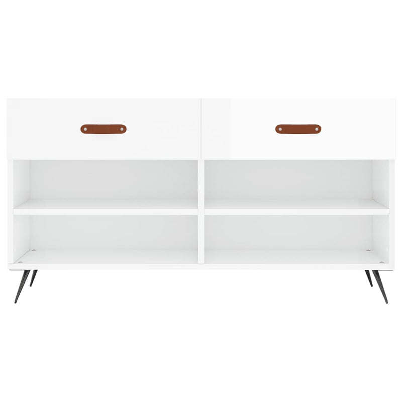 vidaXL magasfényű fehér szerelt fa cipőpolc 102x35x55 cm