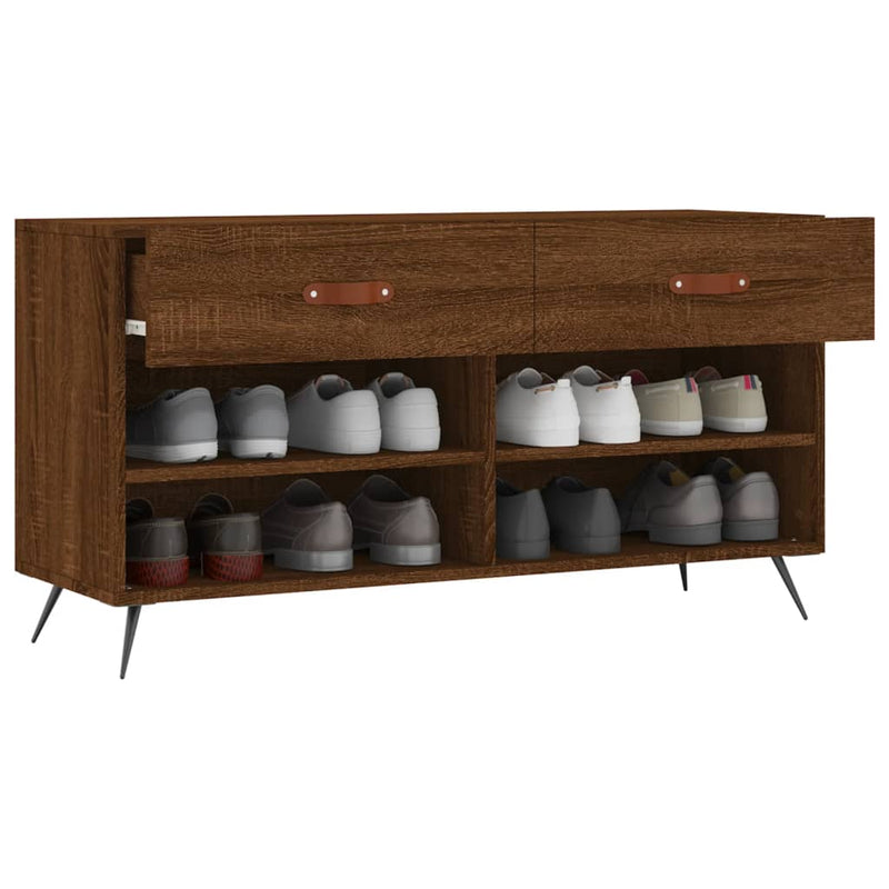 vidaXL barna tölgy színű szerelt fa cipőpolc 102x35x55 cm