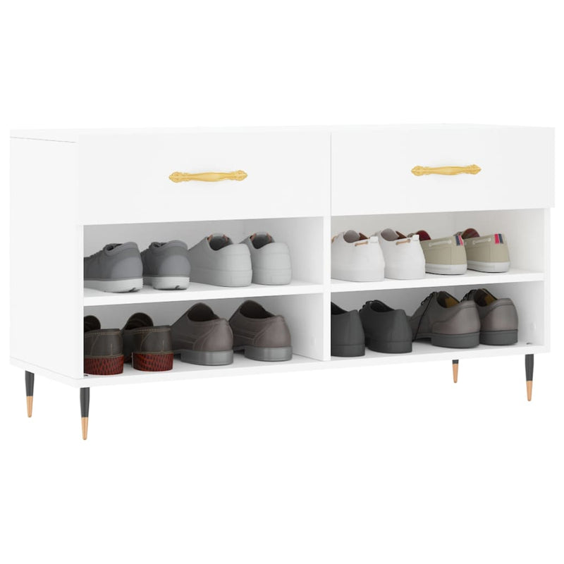 vidaXL fehér szerelt fa cipőpolc 102x35x55 cm