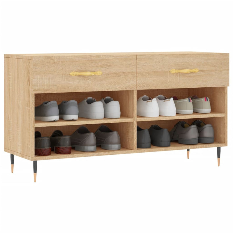 vidaXL sonoma tölgy színű szerelt fa cipőpolc 102x35x55 cm