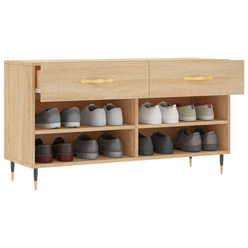 vidaXL sonoma tölgy színű szerelt fa cipőpolc 102x35x55 cm