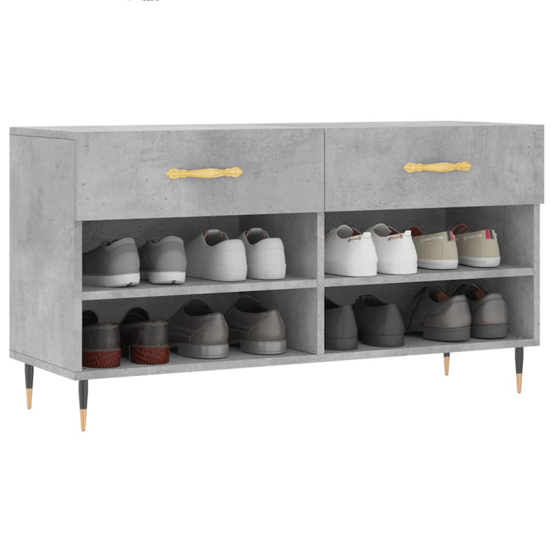 vidaXL betonszürke szerelt fa cipőpolc 102 x 35 x 55 cm