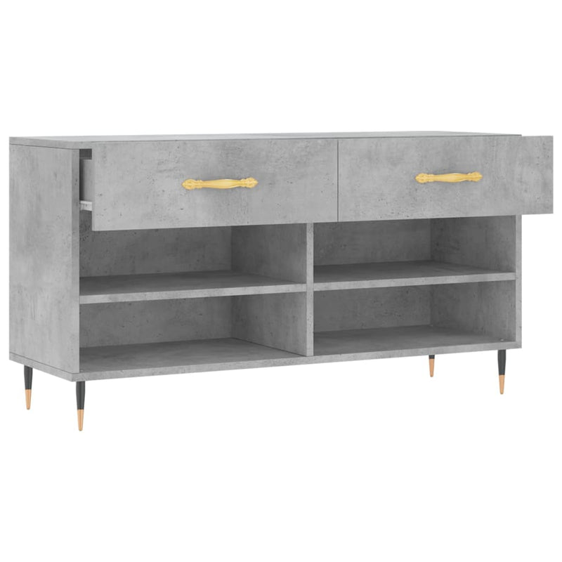 vidaXL betonszürke szerelt fa cipőpolc 102 x 35 x 55 cm