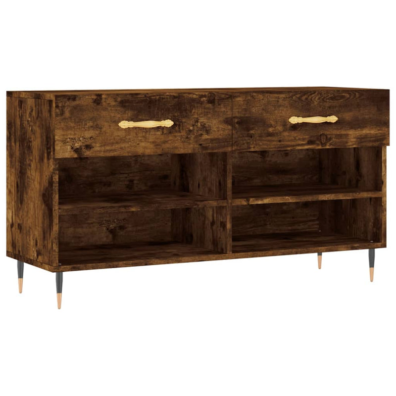 vidaXL füstös tölgy színű szerelt fa cipőpolc 102x35x55 cm