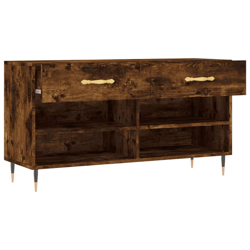 vidaXL füstös tölgy színű szerelt fa cipőpolc 102x35x55 cm