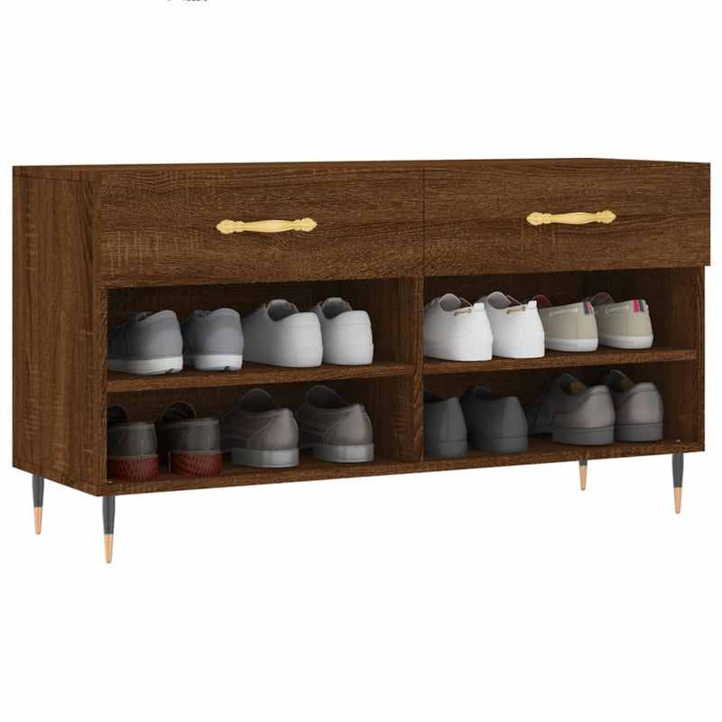 vidaXL barna tölgy színű szerelt fa cipőpolc 102x35x55 cm