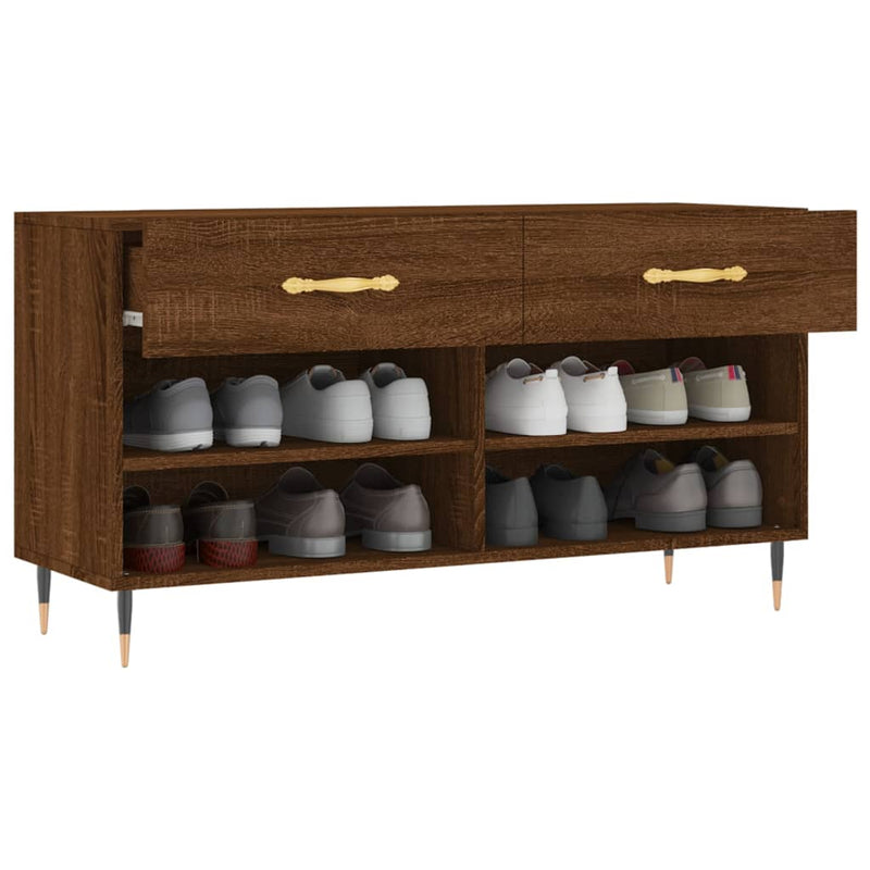 vidaXL barna tölgy színű szerelt fa cipőpolc 102x35x55 cm