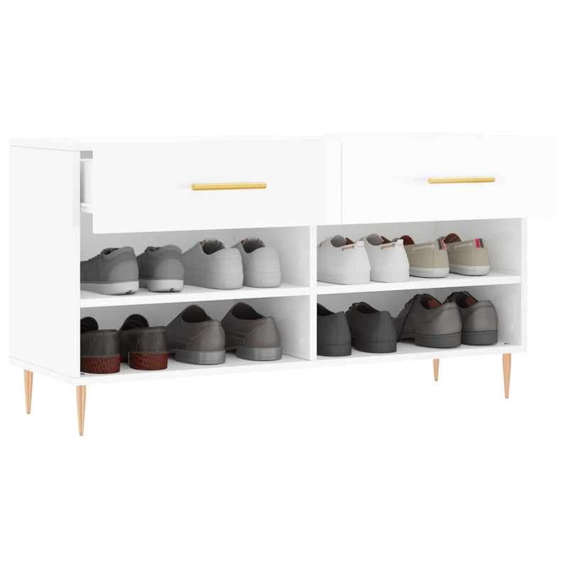 vidaXL magasfényű fehér szerelt fa cipőpolc 102x35x55 cm