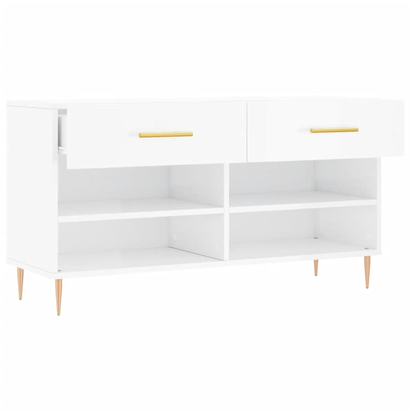 vidaXL magasfényű fehér szerelt fa cipőpolc 102x35x55 cm