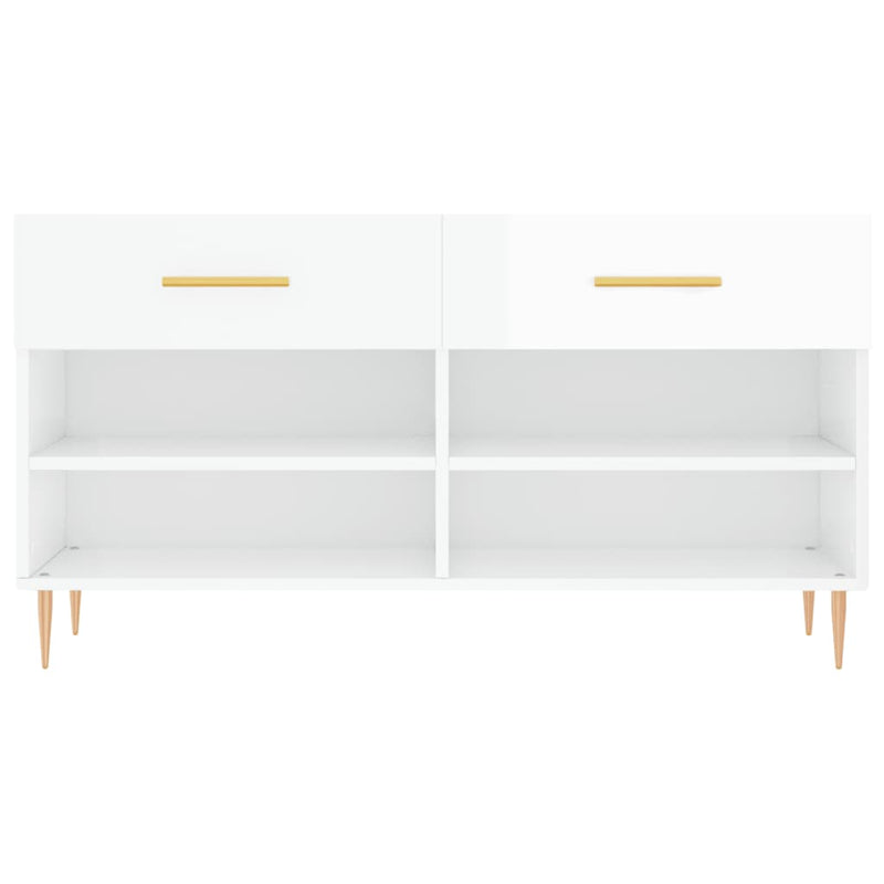 vidaXL magasfényű fehér szerelt fa cipőpolc 102x35x55 cm