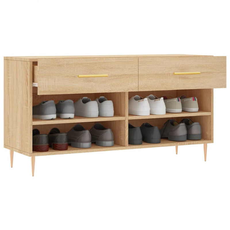 vidaXL sonoma tölgy színű szerelt fa cipőpolc 102x35x55 cm