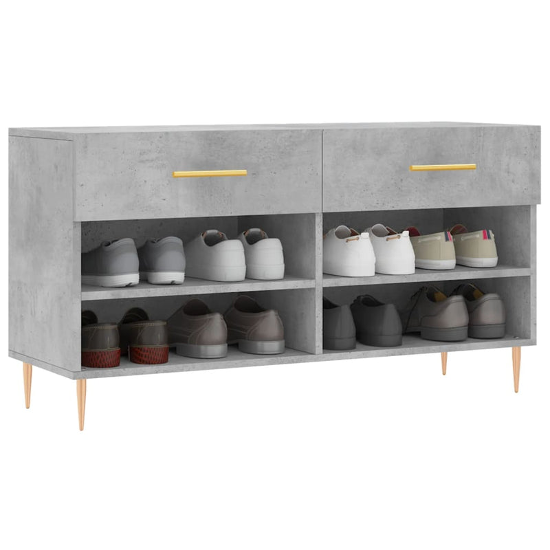 vidaXL betonszürke szerelt fa cipőpolc 102 x 35 x 55 cm
