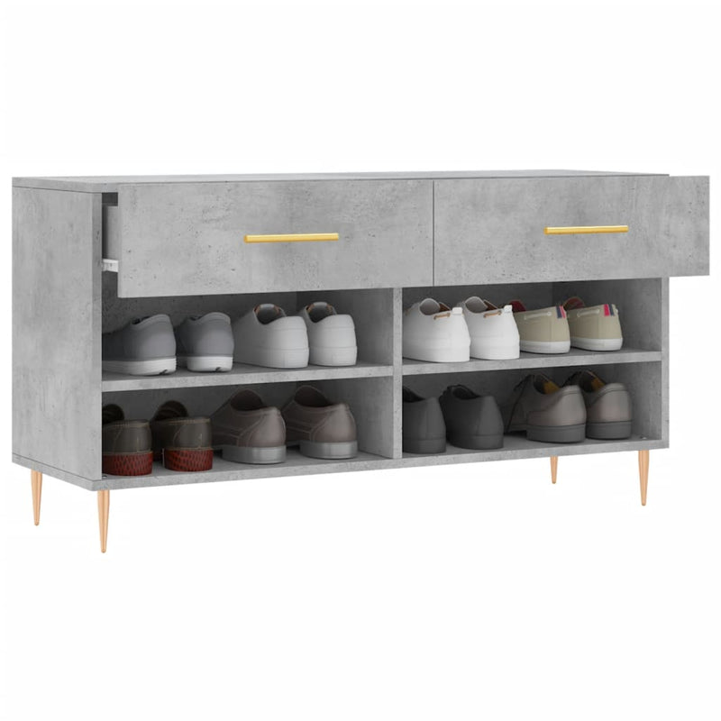 vidaXL betonszürke szerelt fa cipőpolc 102 x 35 x 55 cm
