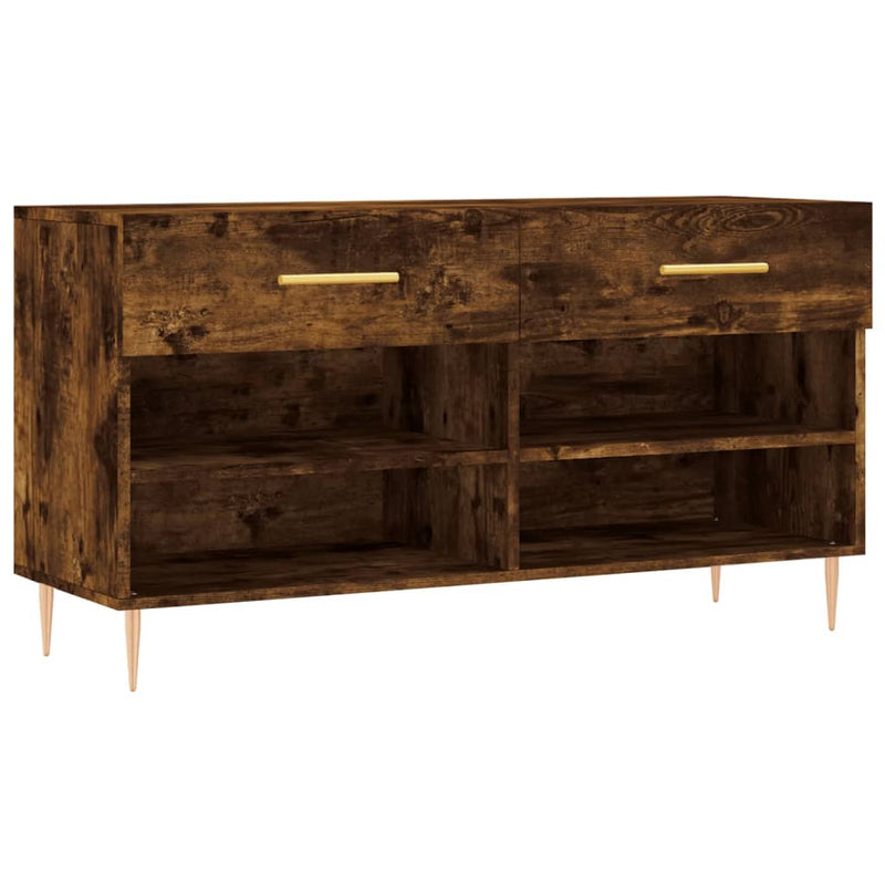 vidaXL füstös tölgy színű szerelt fa cipőpolc 102x35x55 cm