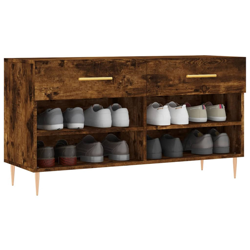 vidaXL füstös tölgy színű szerelt fa cipőpolc 102x35x55 cm